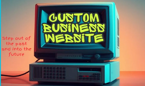 Retro computer with custom business website text